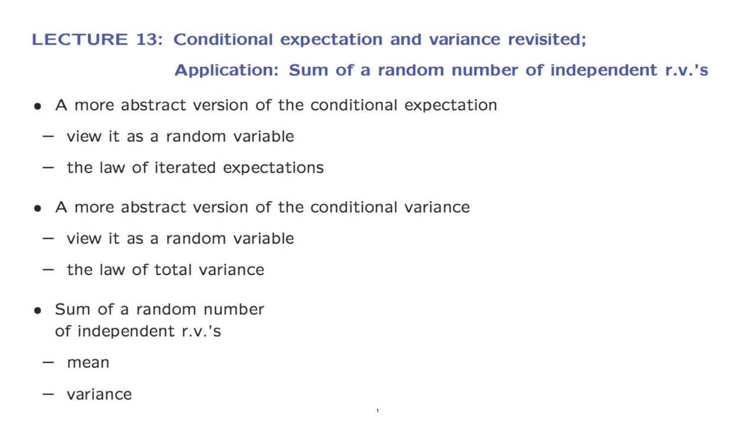 Unconditional Variance Probability – L13.1 Lecture Overview - Engineering Texts